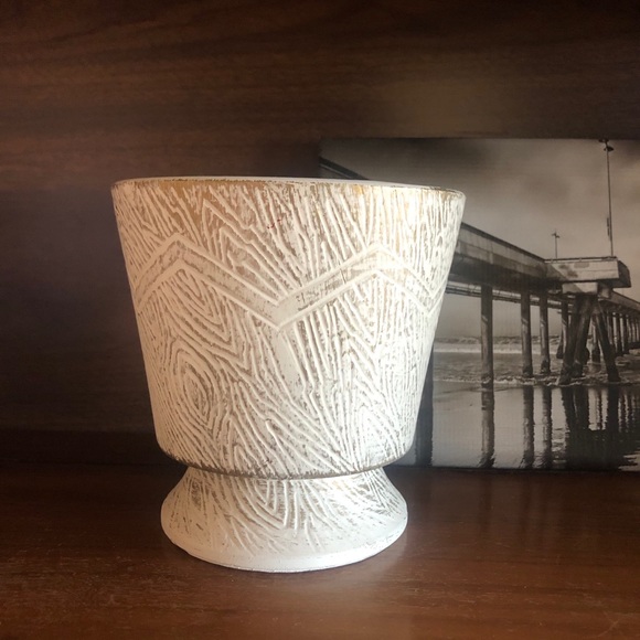 Vintage McCoy Wood Grained Ceramic Footed Planter